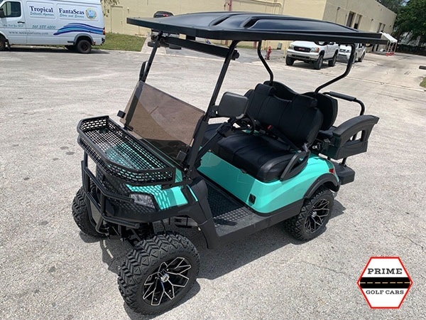 Mint Aluma 4 Passenger Lifted Golf Cart affordable golf cart rental, golf cart rental san antonio, san antonio golf cart rental golf cart rental