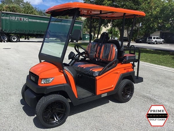 Orange Bintelli Beyond 4 Passenger Golf Cart affordable golf cart rental, golf cart rental san antonio, san antonio golf cart rental golf cart rental