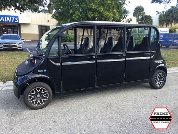 Polaris Gem 6 Passenger Black Golf Cart Rental With Doors affordable golf cart rental, golf cart rental san antonio, san antonio golf cart rental golf cart rental