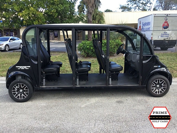 Polaris Gem 6 Passenger Black Golf Cart Rental Without Doors affordable golf cart rental, golf cart rental san antonio, san antonio golf cart rental golf cart rental