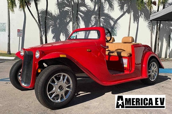 Red America EV California Roadster 4 Passenger Golf Cart affordable golf cart rental, golf cart rental san antonio, san antonio golf cart rental golf cart rental