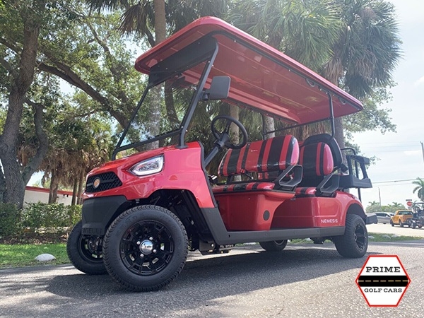 Red Bintelli Beyond 6 Passenger Golf Cart affordable golf cart rental, golf cart rental san antonio, san antonio golf cart rental golf cart rental
