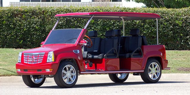 Red Escalade Limo Golf Cart affordable golf cart rental, golf cart rental san antonio, san antonio golf cart rental golf cart rental