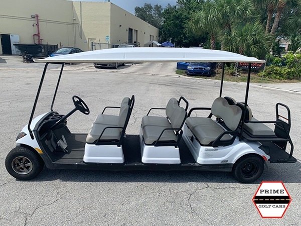 White 8 Passenger Yamaha Limo Golf Cart affordable golf cart rental, golf cart rental san antonio, san antonio golf cart rental golf cart rental