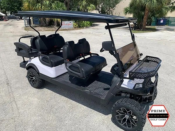 White Aluma 6 Passenger Lifted Golf Cart affordable golf cart rental, golf cart rental san antonio, san antonio golf cart rental golf cart rental